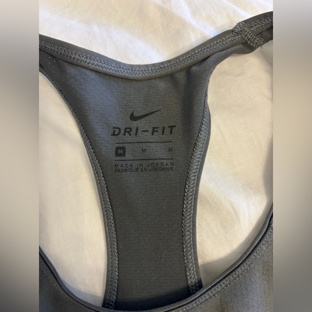 Nike Dri-FIT Gray Racerback Dri-Fit Tank Top with Black Logo - Picture 4 of 8